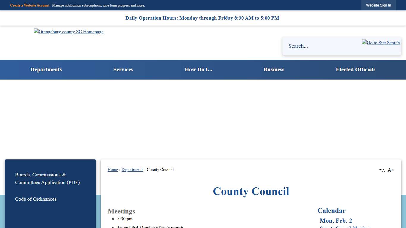 County Council Orangeburg County, SC