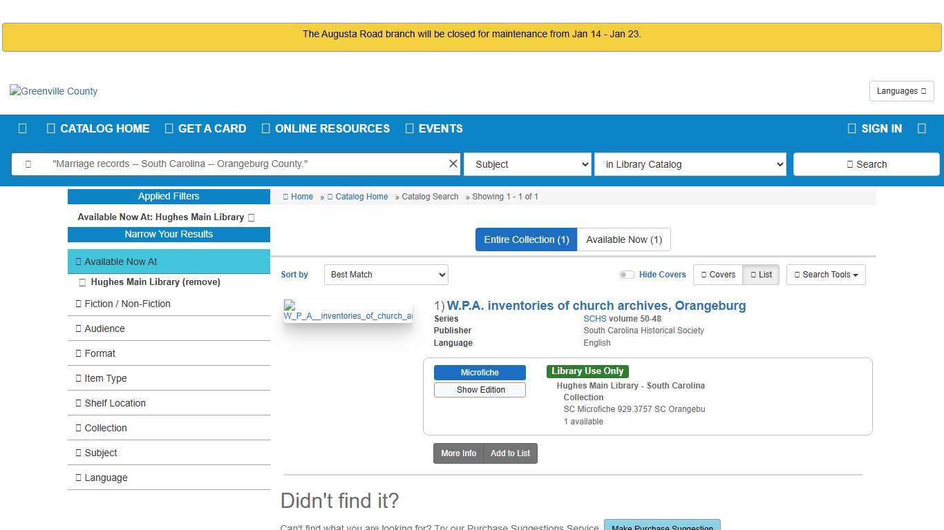 Search Results Greenville County