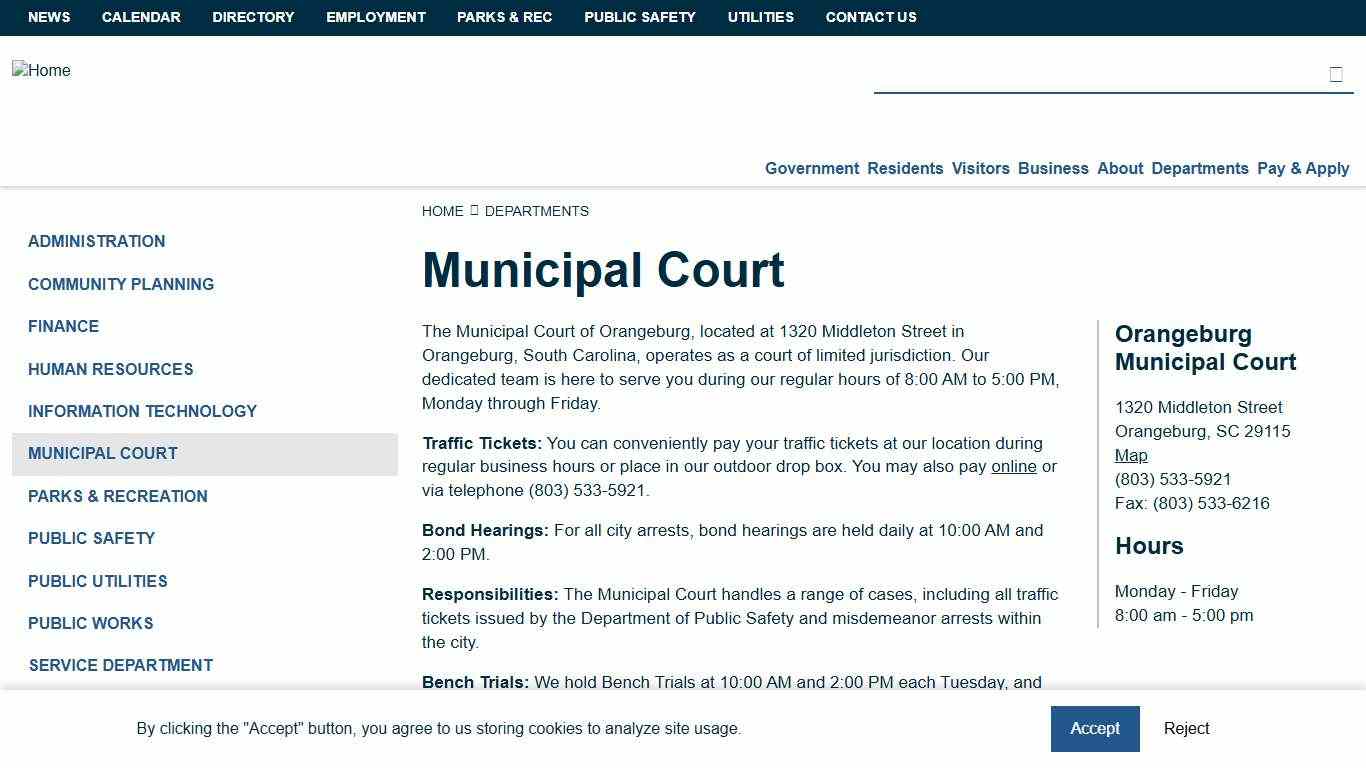 Municipal Court City of Orangeburg, SC