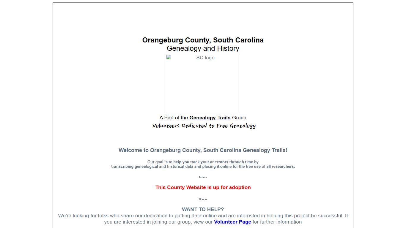 Free Records for Family Researching in Orangeburg  County, South Carlina